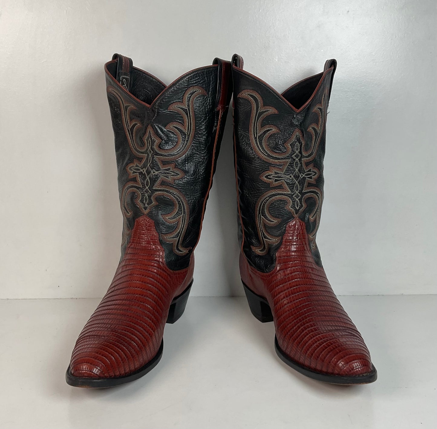 Larry Mahan Teju Lizard Cowboy Boots 10 EE Peanut Brittle