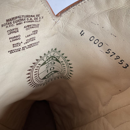 Cuadra Butterscotch Ostrich Quill Cowboy Boots US 10 Exotic