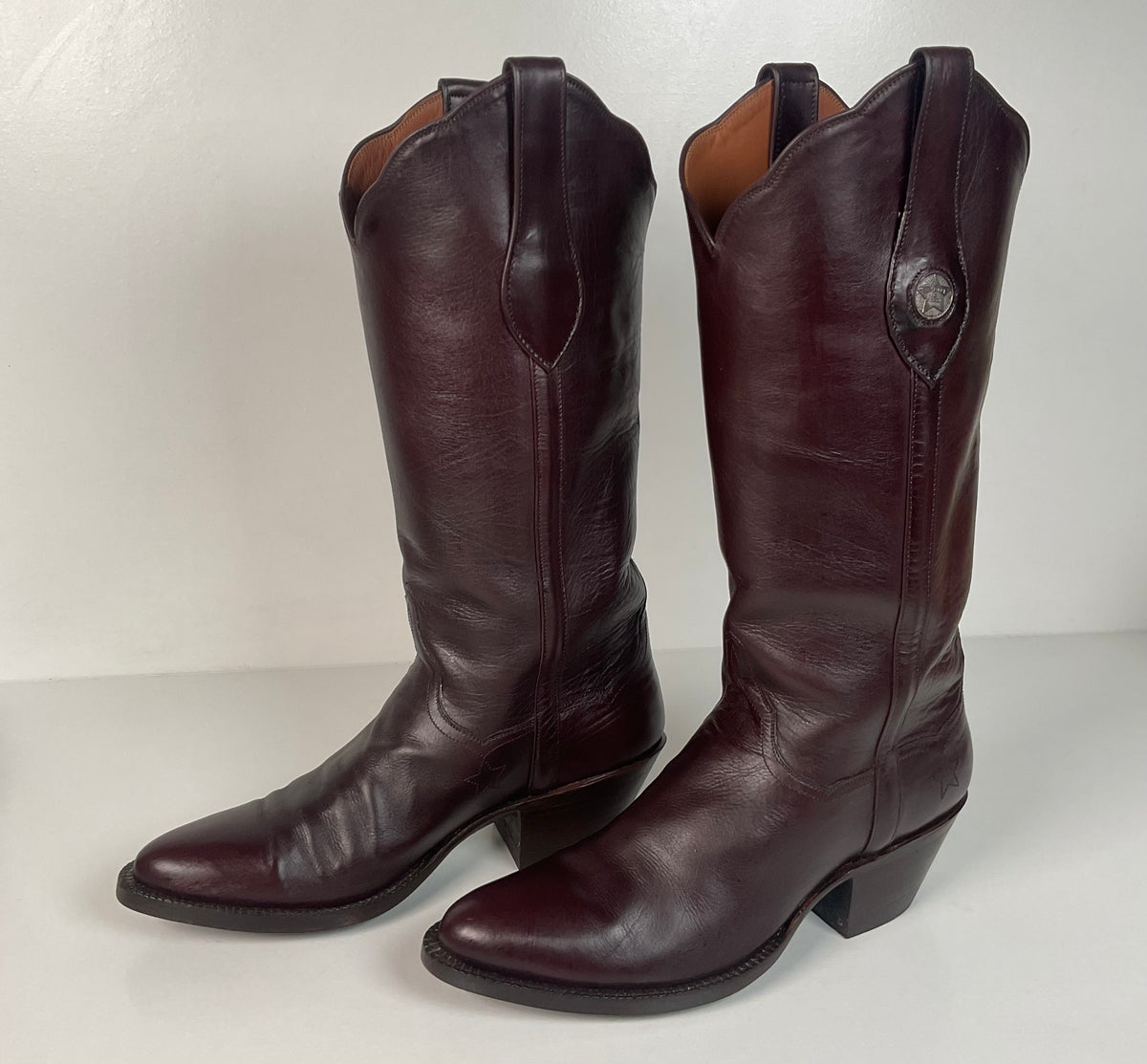 Vintage J. B. Hill Burgundy Calf Cowgirl Boots | Silver Concho Custom | 6.5 B