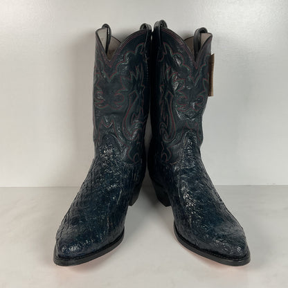 Vintage Olathe Sea Bass Cowboy Boots | Exotic | USA Made | Navy Blue | 13 EE