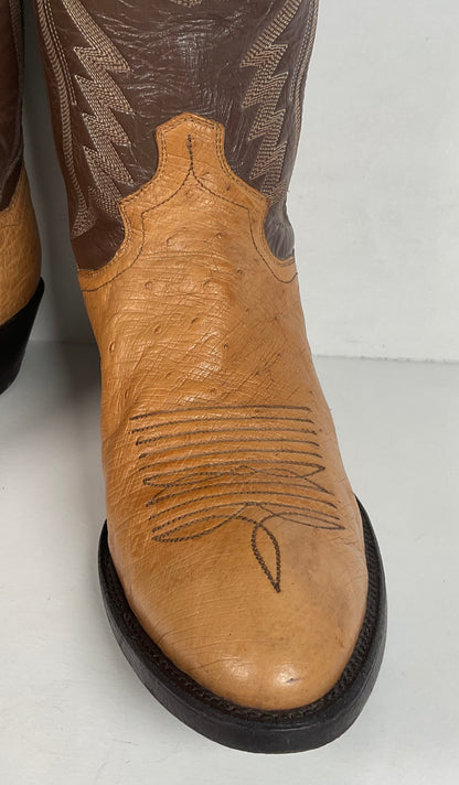 Vintage Panhandle Slim Smooth Ostrich Cowboy Boots | Exotic | Men’s 8 D