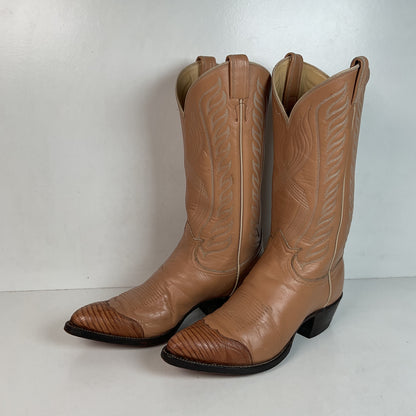Vintage Tony Lama Gold Label Cowboy Boots 9.5 D Lizard Wingtip USA Made