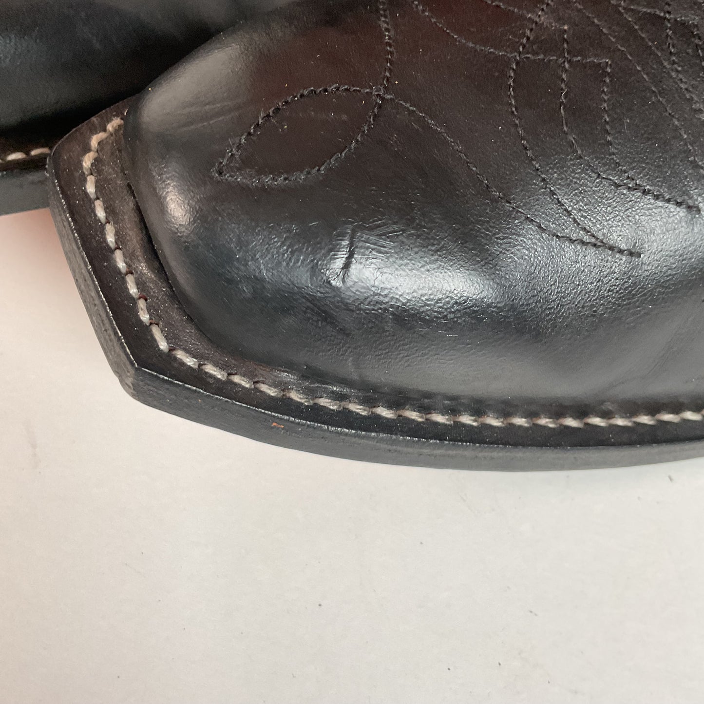 Custom Square Toe Cowboy Boots | Orange Shaft | Black Calf Vamp | Men’s 11 Wide