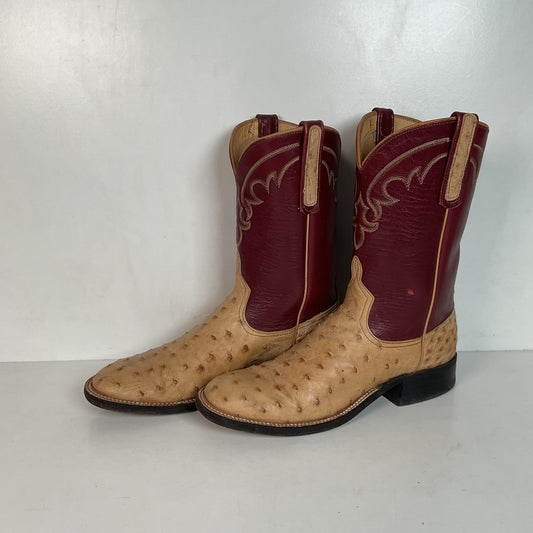 Anderson Bean Ostrich Quill Roper Boots Men’s 8 B | Women’s 9 Exotic USA Made