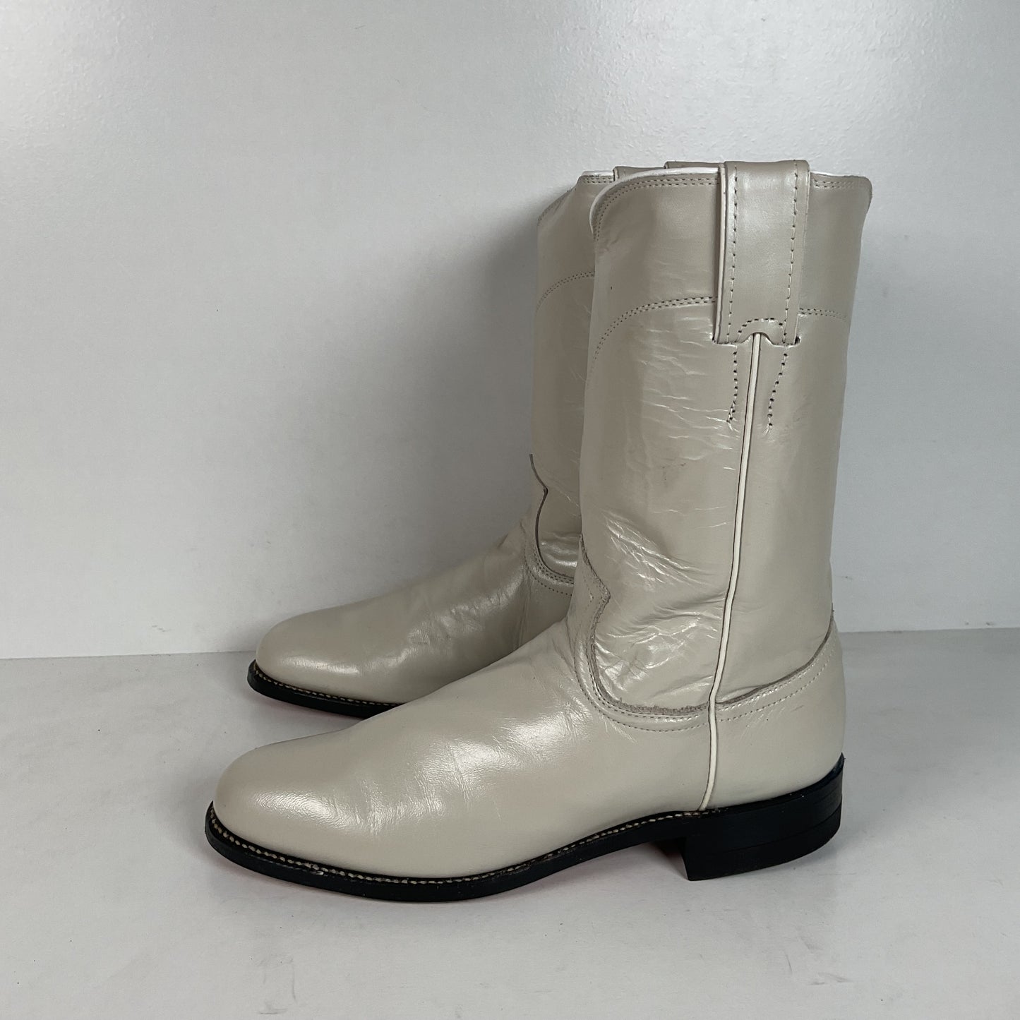 Justin Pearl White Roper Boots | Cowgirl | USA Made | Women’s 7.5 B