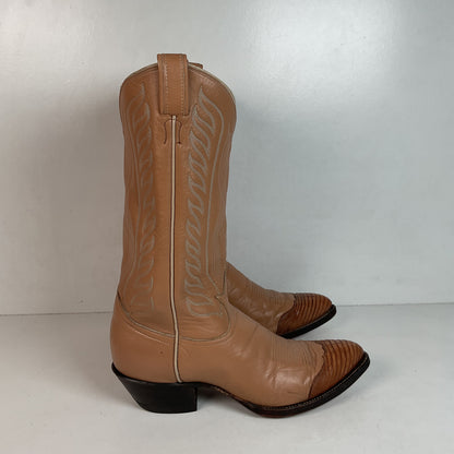 Vintage Tony Lama Gold Label Cowboy Boots 9.5 D Lizard Wingtip USA Made