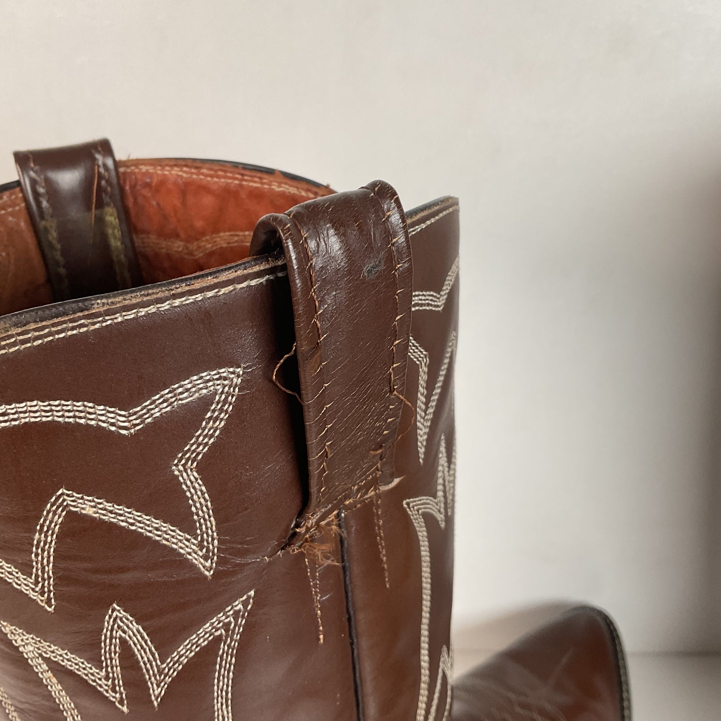 Vintage 1960s Cowtown Cowboy Boots 12 D Chocolate Brown