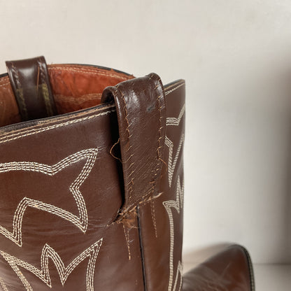 Vintage 1960s Cowtown Cowboy Boots 12 D Chocolate Brown