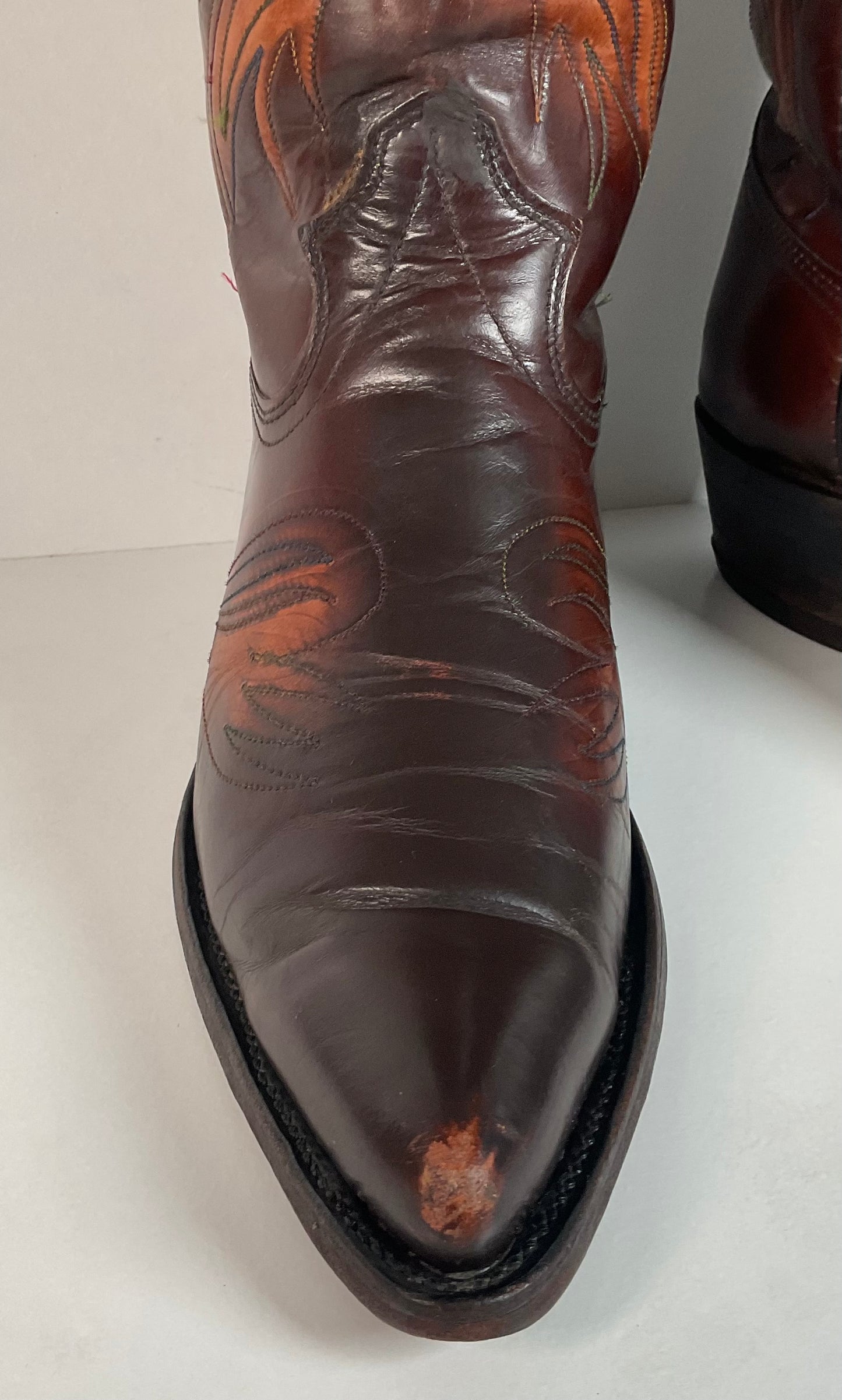 Vintage Texas Thunderbird Cowboy Boots | Rainbow Peacock | USA Made | 70s | 10 D