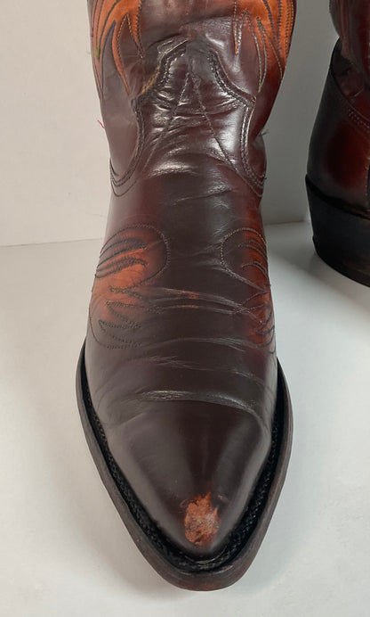 Vintage Texas Thunderbird Cowboy Boots | Rainbow Peacock | USA Made | 70s | 10 D