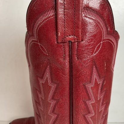 Vintage Panhandle Slim Red Cowgirl Boots 6.5 B Hand Crafted