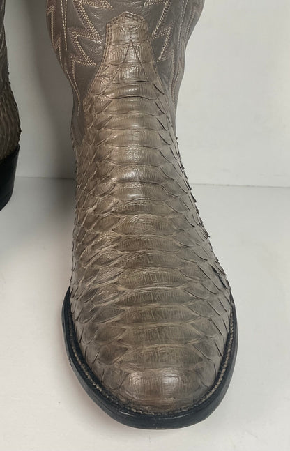 Vintage Sanders Python Snakeskin Cowboy Boots | Grey | Men’s 10 D