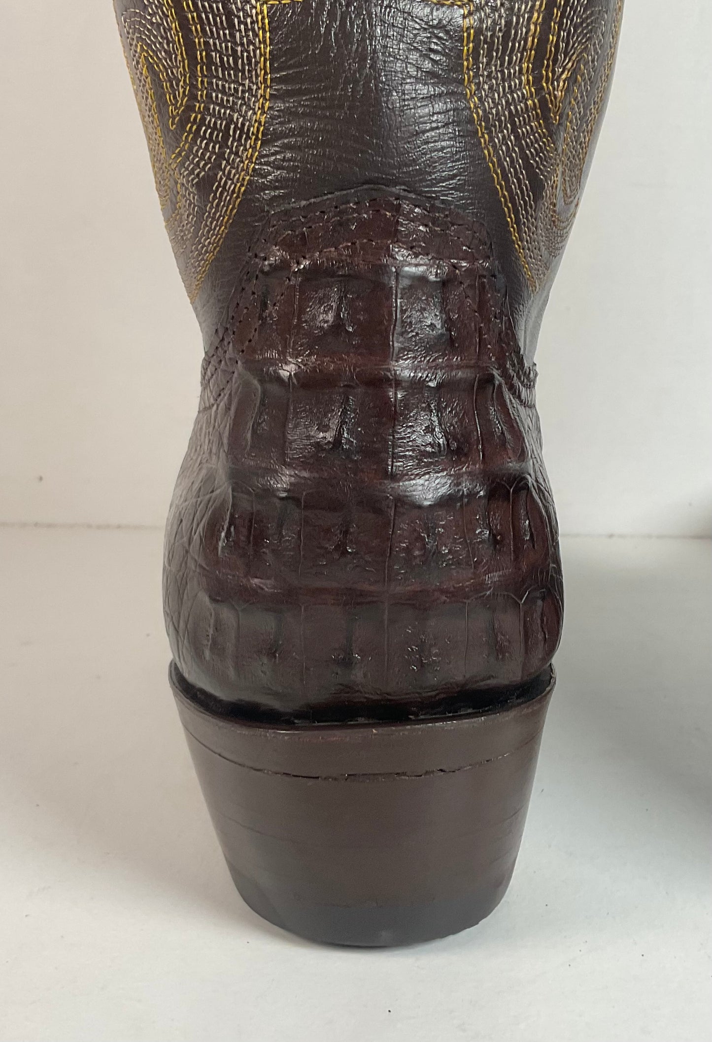 Custom Caiman Crocodile Cowboy Boots Men’s 8.5 Exotic Head Cut