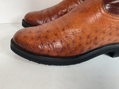 Vintage Lucchese Smooth Ostrich Roper Boots 9 D Crepe Sole Recraft Exotic