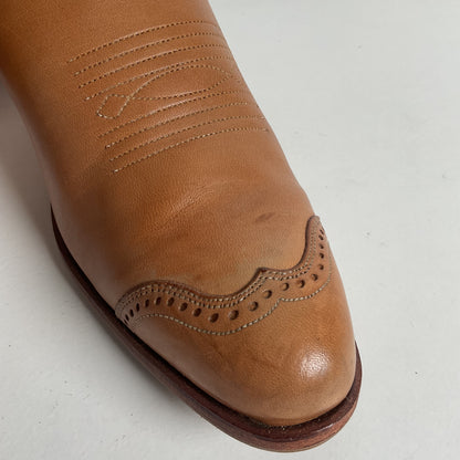 Vintage Justin Women’s Flower Cowgirl Boots | Tooled Inlay | USA Made | 8 B