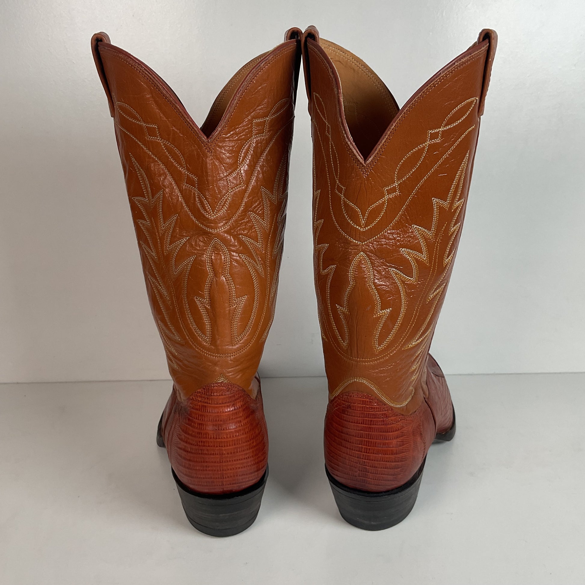 Bottes de cowboy vintage Nocona Lizard Teju bout d'aile 11 D Bottes de cowboy vintage Nocona Lizard Teju bout d'aile 11 D