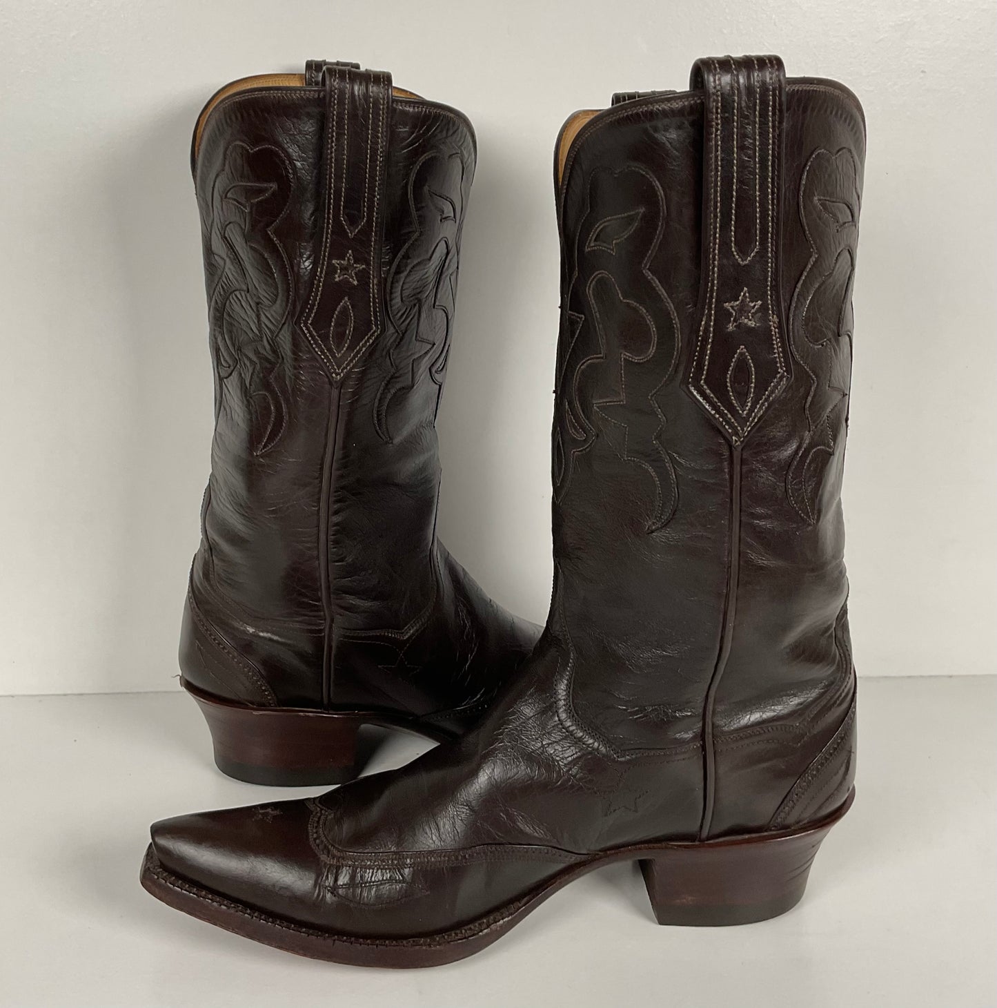 J.B. Hill for M.L. Leddy | Calfskin Cowgirl Boots | Dark Brown | Women’s 7 B