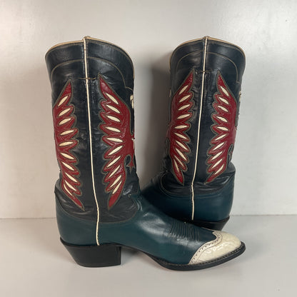Vintage Tony Lama Bicentennial Thunderbird Cowboy Boots 10 D Gold Label 1776 Walrus Wingtip