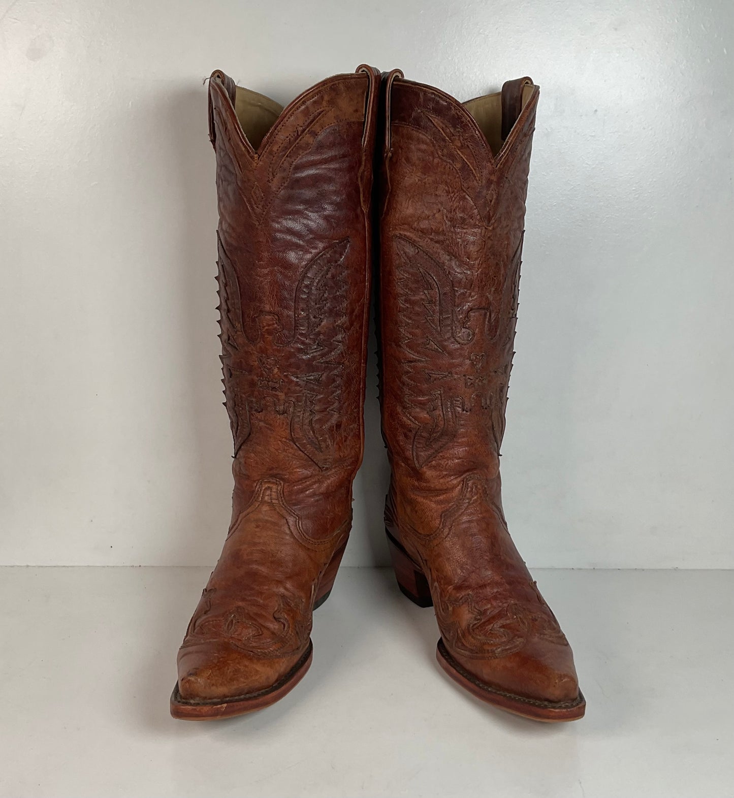 Corral Distressed Leather Thunderbird Cowgirl Boots 8.5 M Overlay Tall