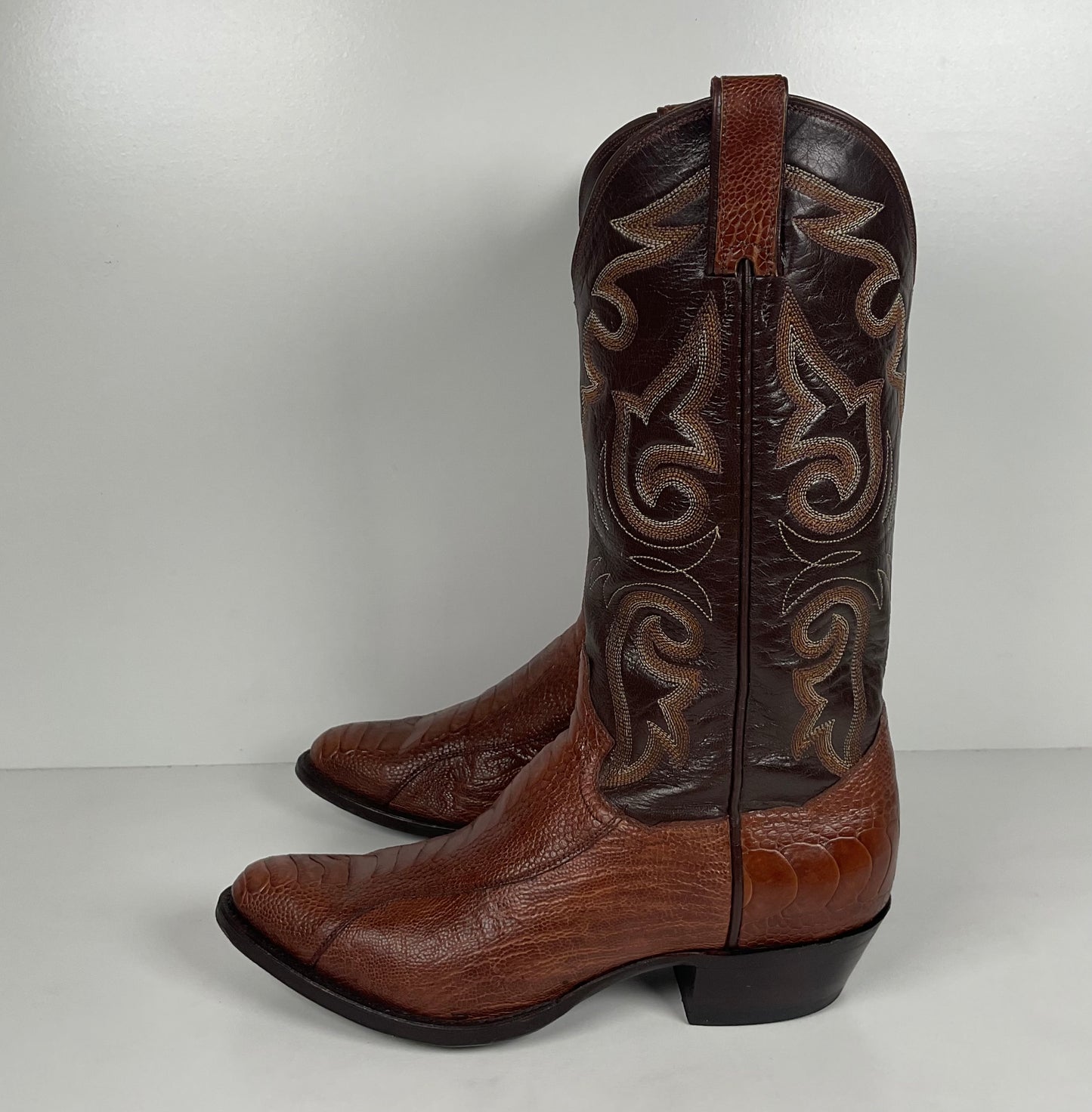 Vintage Panhandle Slim Ostrich Leg Cowboy Boots | Exotic | Brown | Men’s 8 D