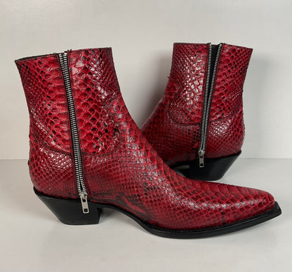 Lucent Los Angeles | Python Snakeskin Ankle Boots | Red | Men’s 15