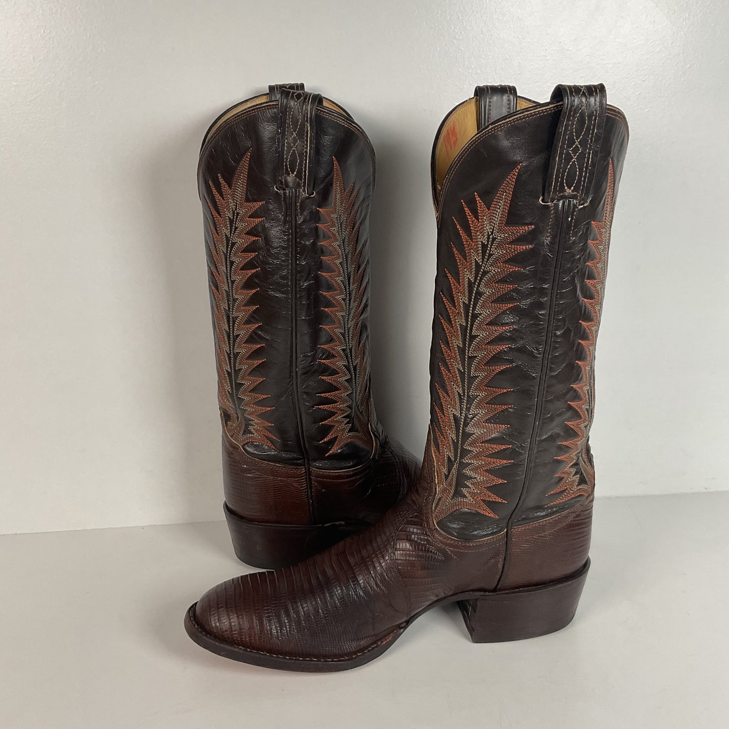 Vintage Tony Lama Teju Lizard Cowboy Boots | Gold Label | 7.5 B | Women’s 8.5