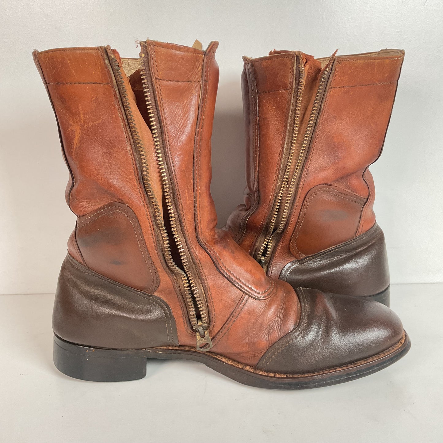 Vintage 1970s Hondaline Boots 9.5 Thrashed Moto Zip