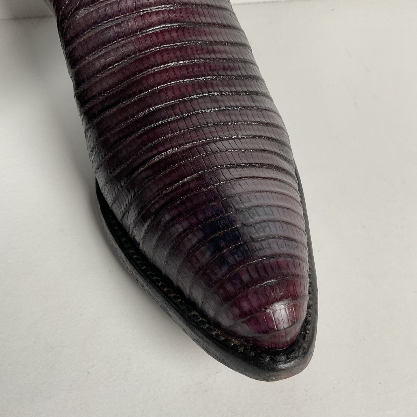 Vintage Larry Mahan Teju Lizard Cowgirl Boots | Purple | Women’s 7.5 B