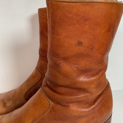 Vintage 60s Frye Chunky Campus Boots 11.5 D Black Label Recraft Thrashed