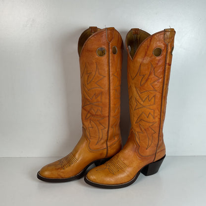 Vintage Buckaroo Cowgirl Boots 7.5 B Punchy Butterscotch
