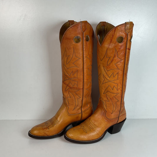 Vintage Buckaroo Cowgirl Boots 7.5 B Punchy Butterscotch