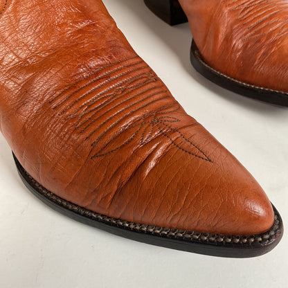 Custom Smooth Ostrich Cowboy Boots | Exotic | Tooled Inlay | Men’s 8.5