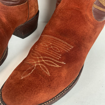 Vintage Tony Lama Pig Skin Suede Cowboy Boots 9 E Gold Label