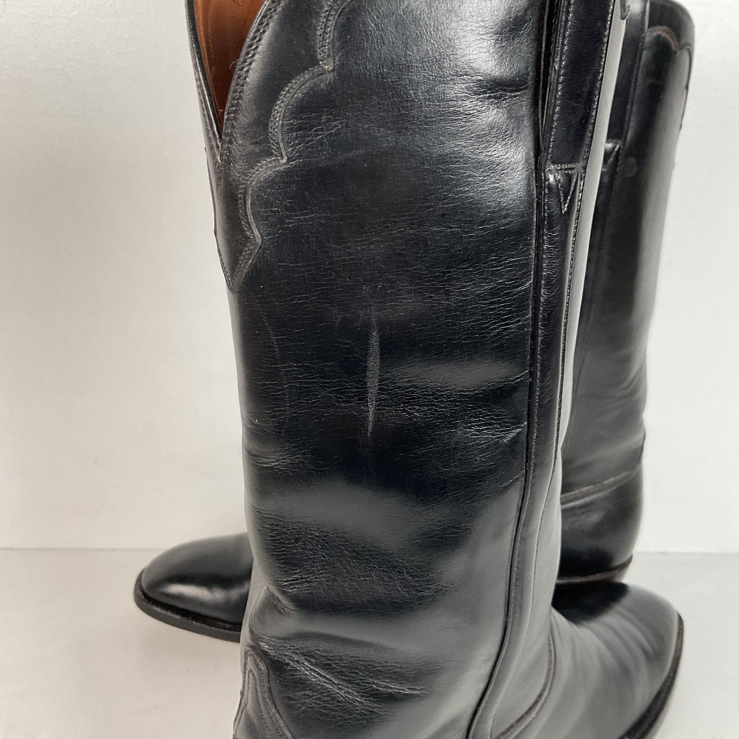 Vintage Lucchese French Toe Cowboy Boots | Black Calf | USA Made | Men’s 11 C