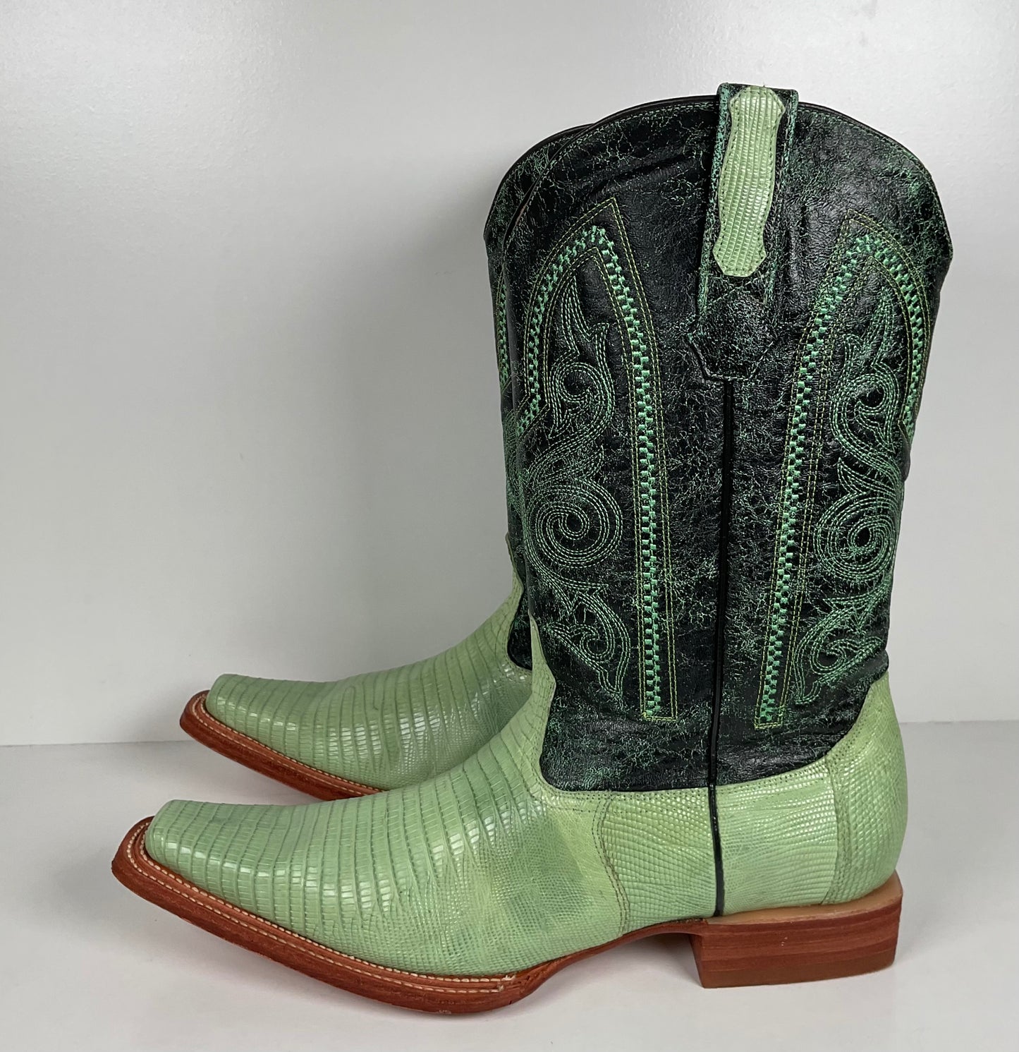 Los Altos Teju Lizard Cowboy Boots | Lime Green | Men’s 10.5 EE