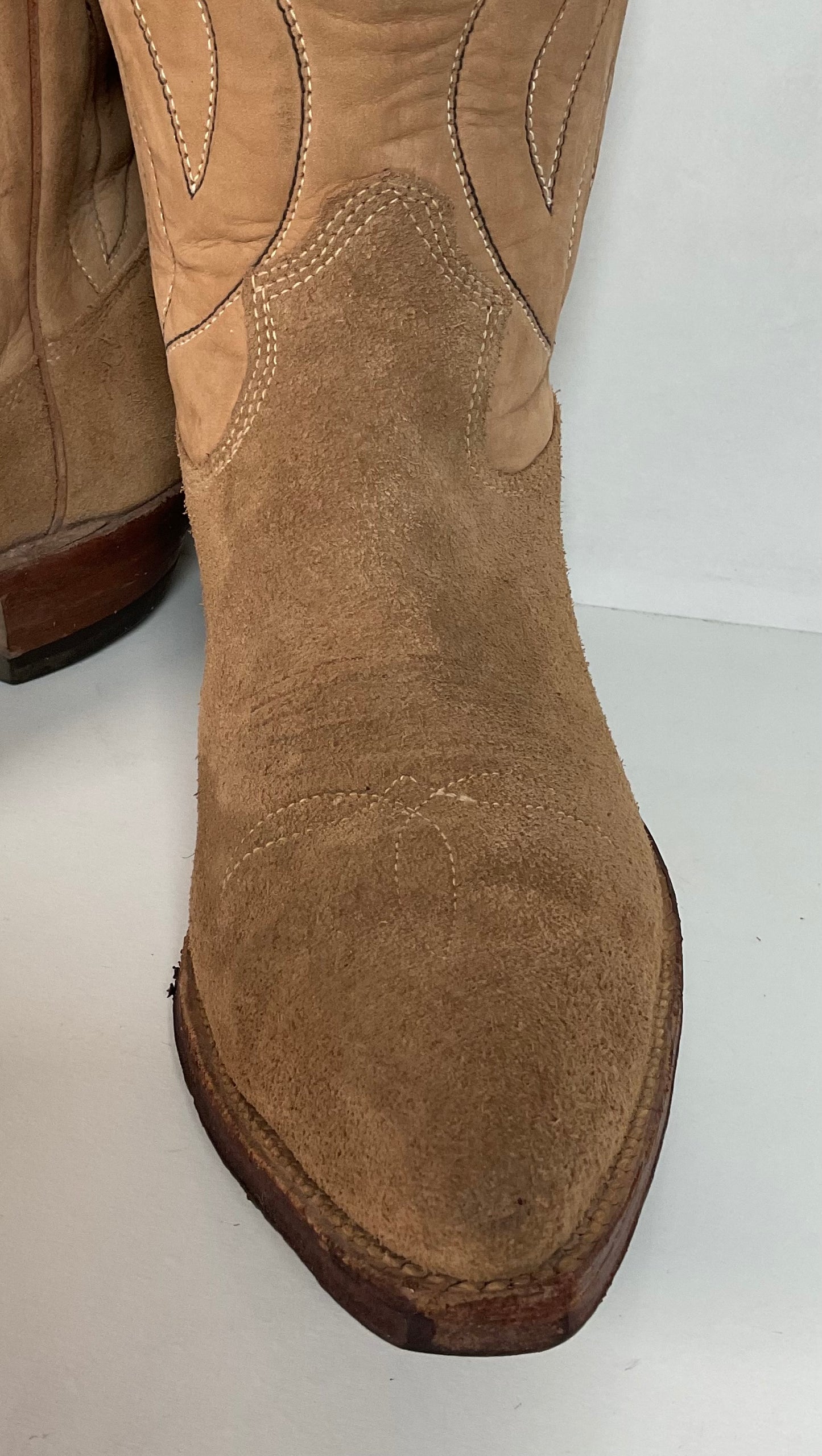 Vintage 1960s Rough Out Suede Cowboy Boots 10 D USA Made