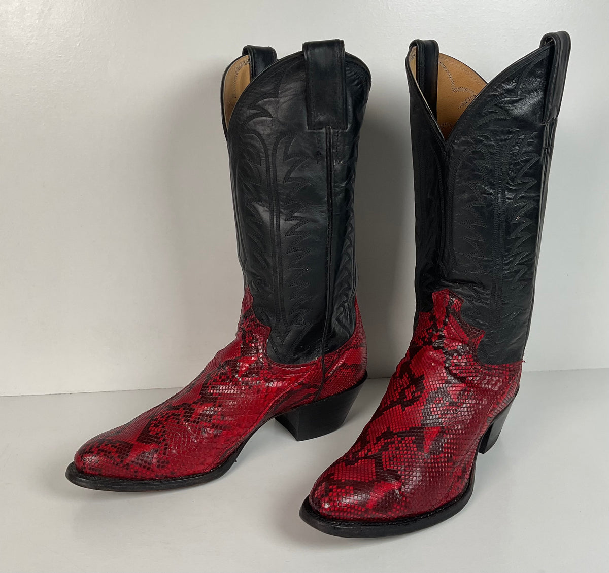 Vintage Justin Python Cowgirl Boots | Snakeskin | USA Made | Red | Women’s 7.5 B