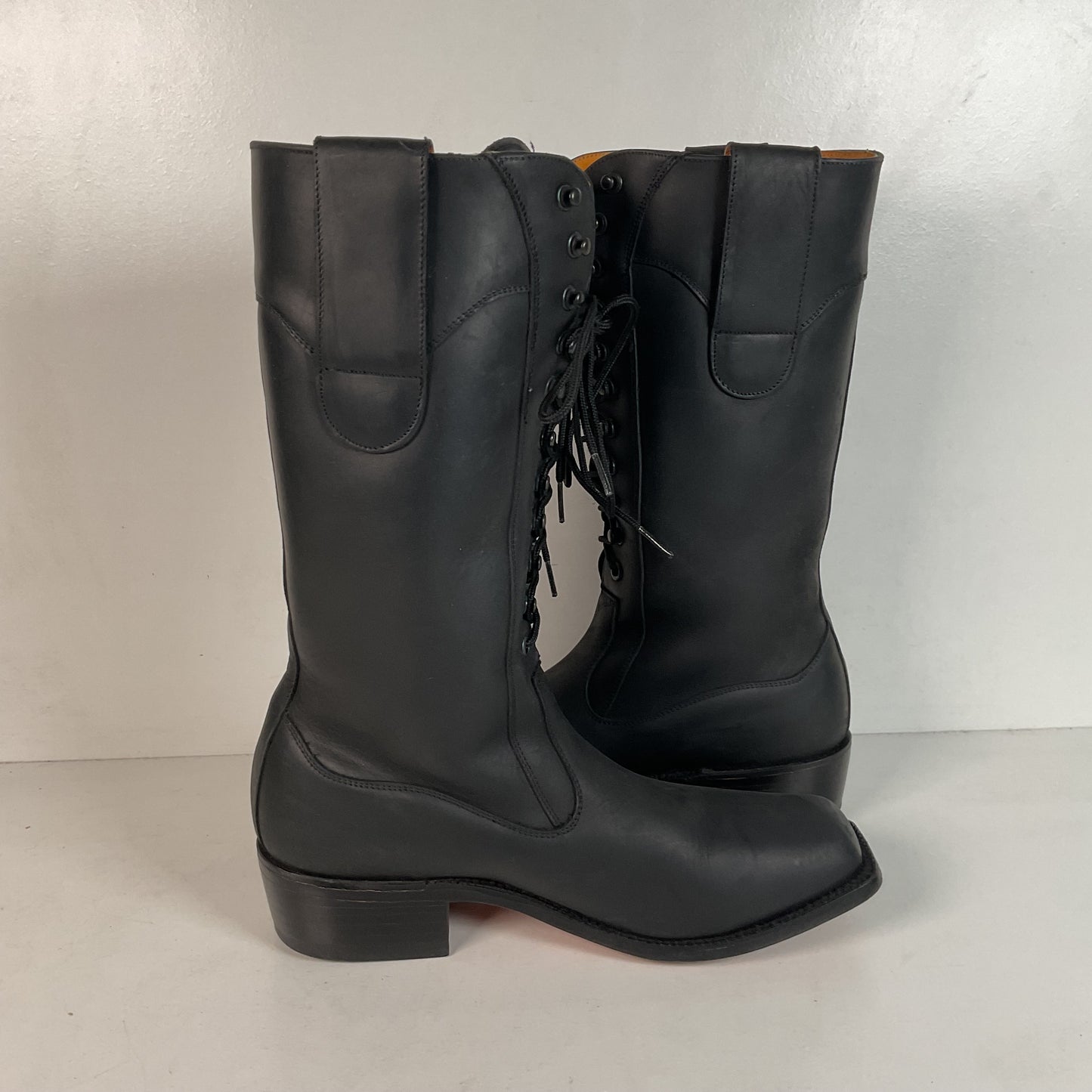 Custom Black Oiled Lace Up Boots Men’s 8 Narrow | Women’s 9 Victorian