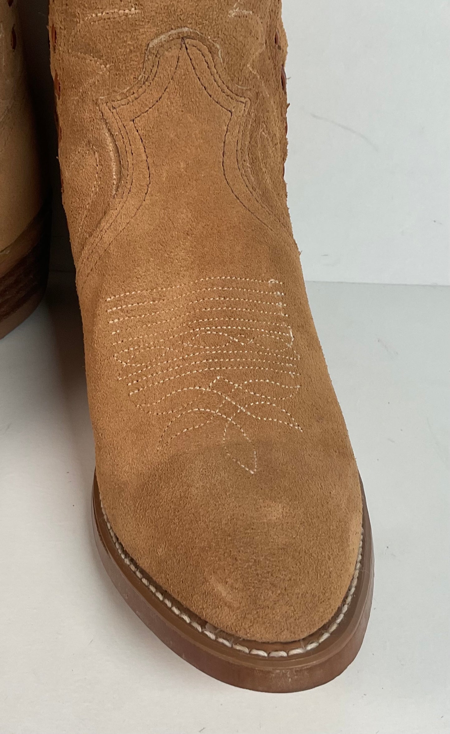 Vintage Sears Suede Cowboy Boots | Rough Out | Buck Stitch | USA Made | 9 D