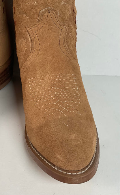 Vintage Sears Suede Cowboy Boots | Rough Out | Buck Stitch | USA Made | 9 D