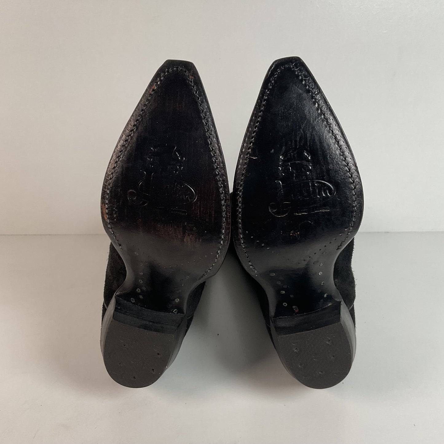 Vintage Justin Suede Cowgirl Boots | USA Made | Rough Out | Black | 5.5 B