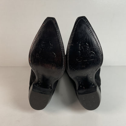 Vintage Justin Suede Cowgirl Boots | USA Made | Rough Out | Black | 5.5 B
