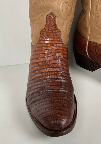 Vintage Lucchese San Antonio Cowboy Boots | Teju Lizard | Narrow | Men’s 9.5 B