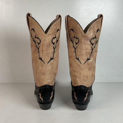 Tony Lama Cowgirl Boots — Tooled Inlay — USA Made — 8.5 M