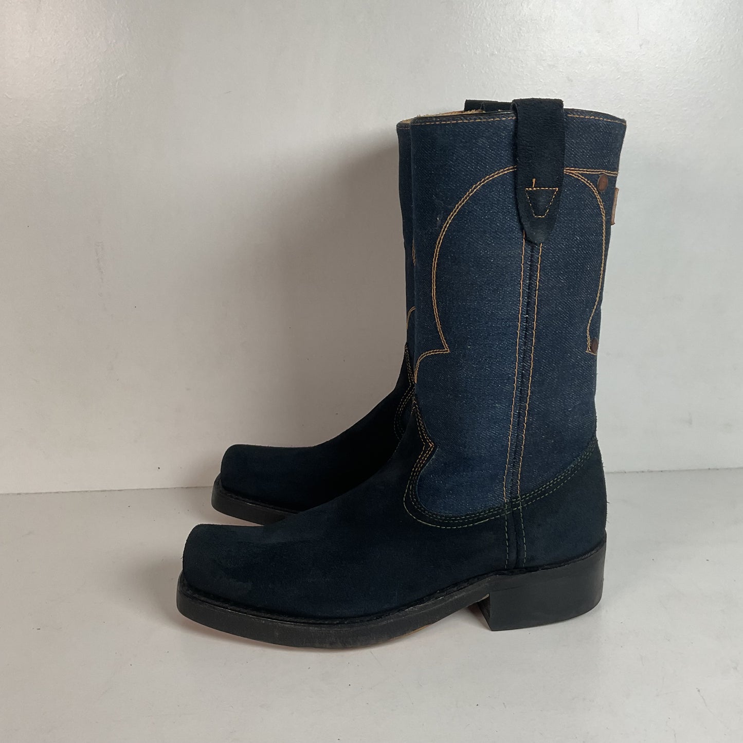 Vintage Rodeo Denim Cowboy Boots Men’s 8 D | Women’s 9 USA Made Chunky