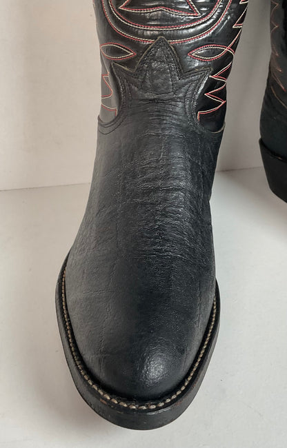 1970s Tony Lama Elephant Print Cowboy Boots 10 USA Made Gold Label
