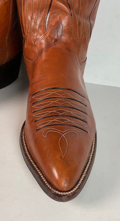 Vintage Dan Post Line Dancing Cowboy Boots 12 B Made in Spain