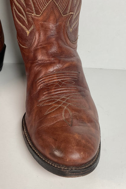Vintage Tony Lama Buckaroo Boots | Chocolate Cow | Gold Label | 1970s | 11 D