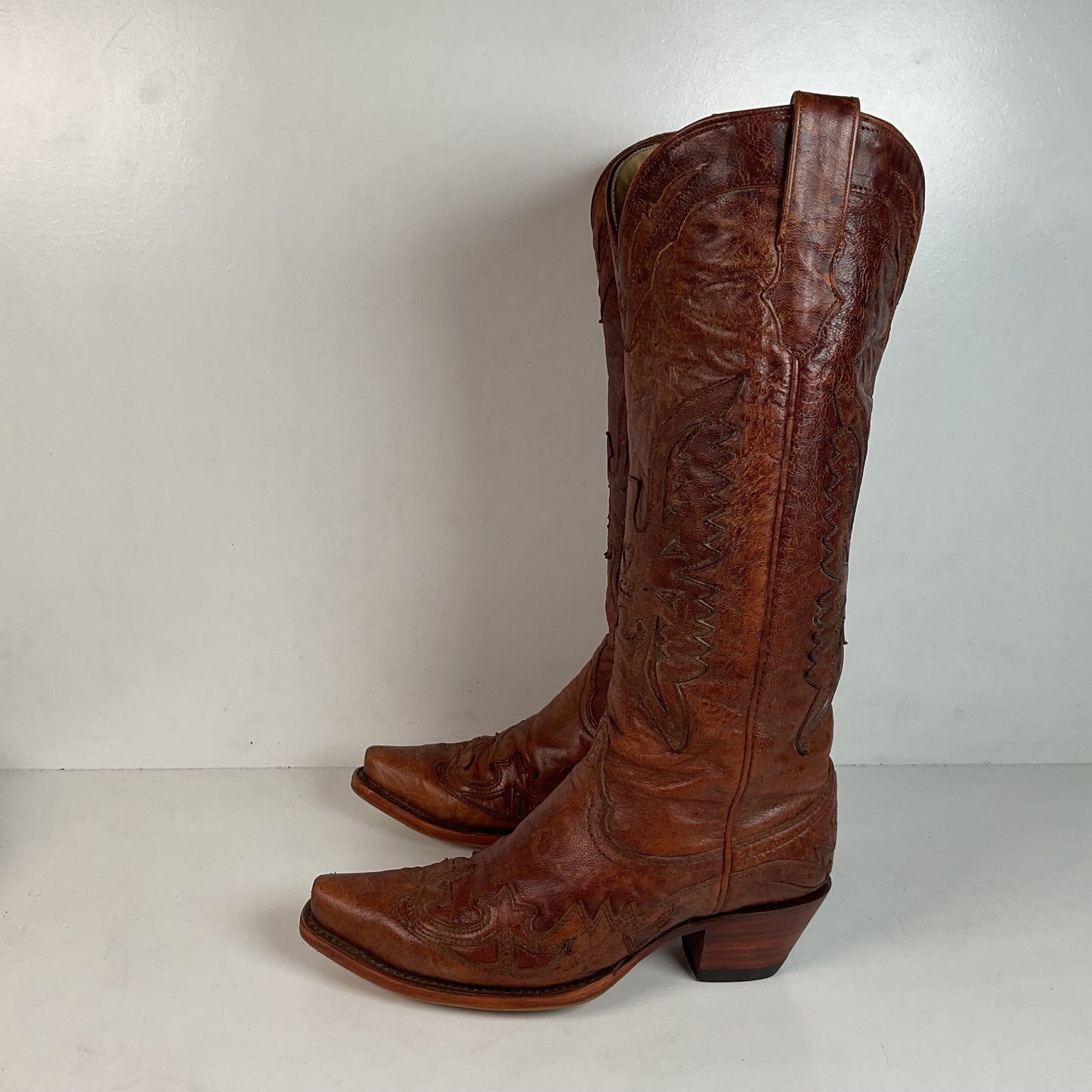 Corral Distressed Leather Thunderbird Cowgirl Boots 8.5 M Overlay Tall