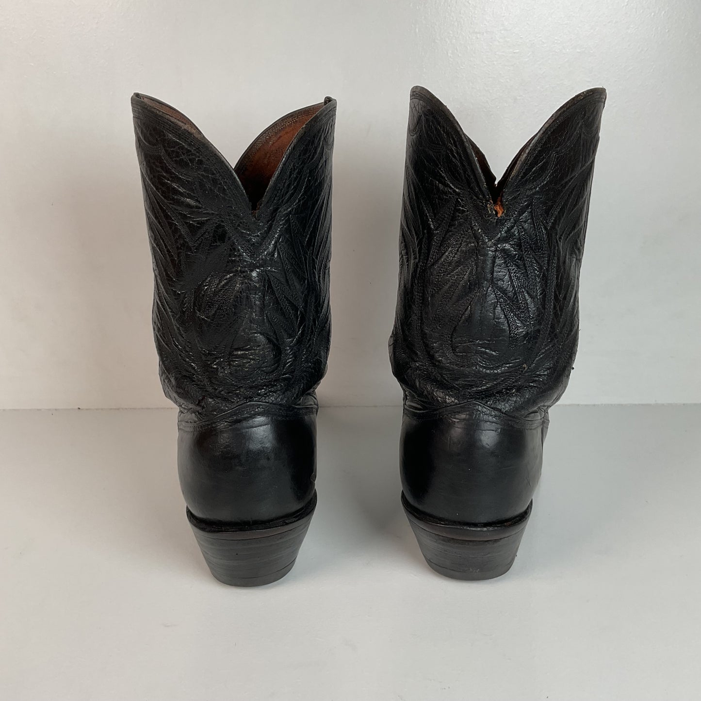 Vintage 1940s Brogue Wingtip Cowboy Boots 9.5-10 Leather Pull Tab Pee Wee